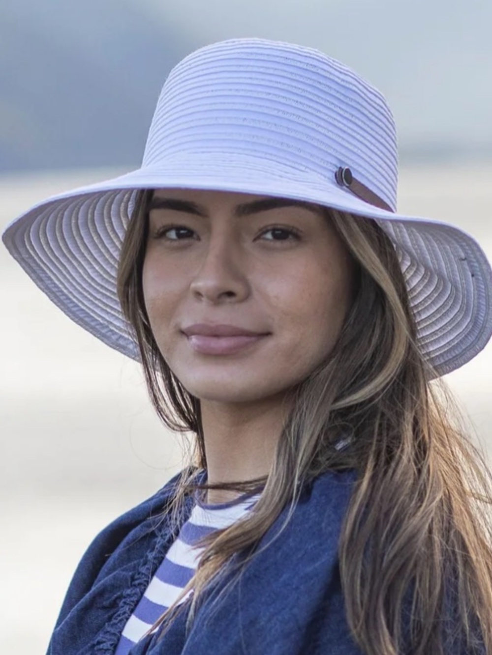 NEW!  Pistil White Wide-Brim Hat with Brown Leather Band